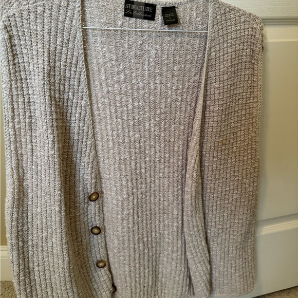 VINTAGE Cream Cardigan Sweater with Ribbed Texture by STRUCTURE 80’s - Picture 2 of 4